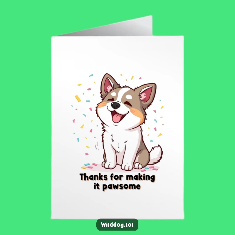 Free Printable Thank You Card: Amusing Dog Confetti Toss - DIY Gratitude
