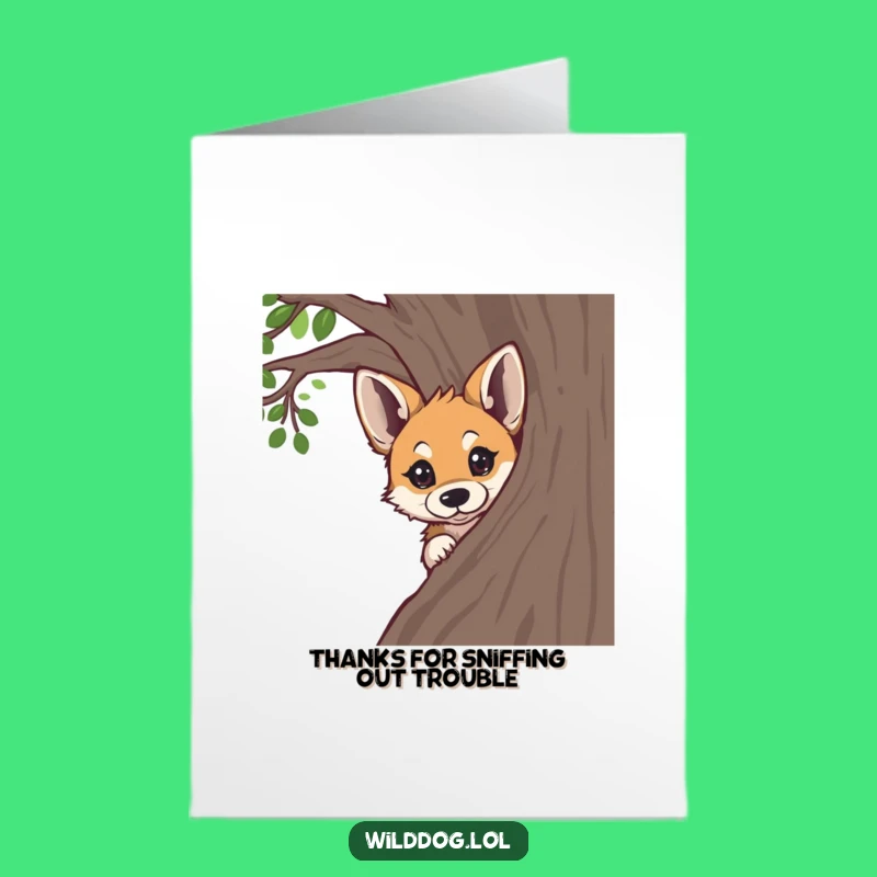 Free Printable Wild Dog Thank You Card: Curious Pup Funny Downloadable Gift