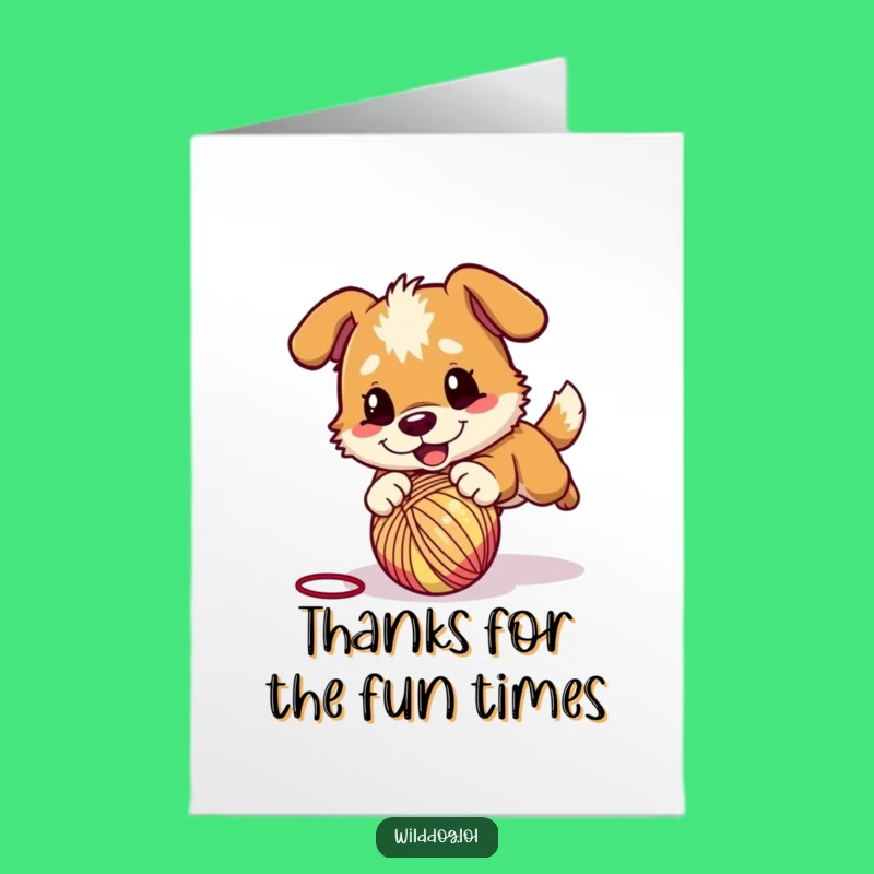 Free Printable Thank You Card: Playful Dog Pouncing Yarn - Cute Downloadable Dog Gratitude!