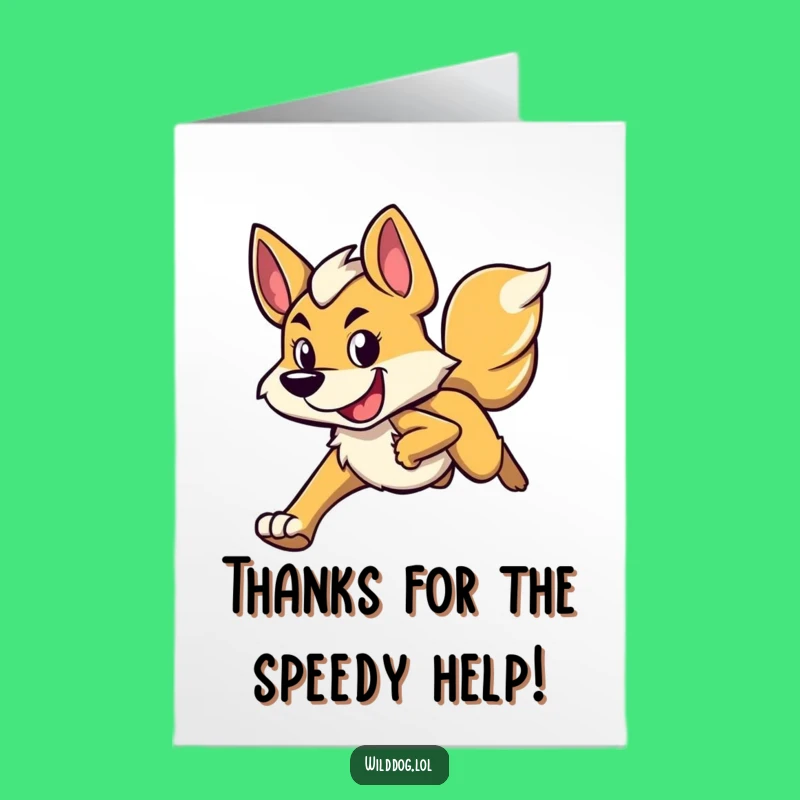 Free Printable Thank You Card: Running Dog Happy Determined Funny Downloadable Gift