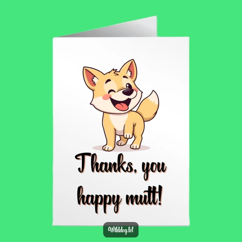 Free Printable Thank You Card: Happy Dog Wagging, Humorous Downloadable Gift