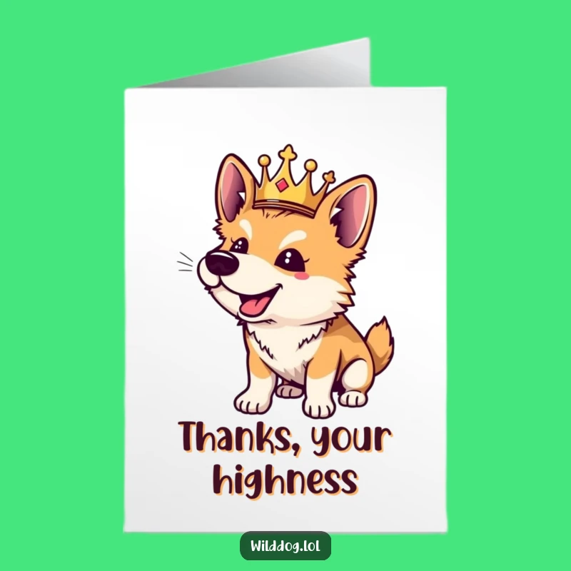 Free Printable Thank You Card: Royal Dog - Playful Gratitude Download