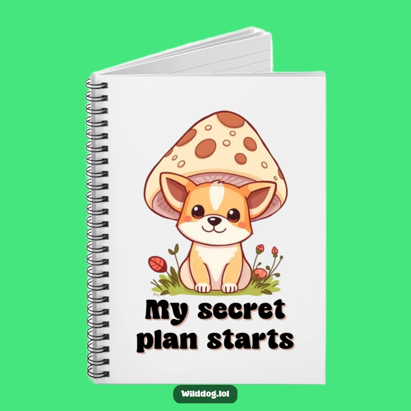 Funny Kawaii Wild Dog Notebook: Mushroom Peek Journal, Creative Funny Gift