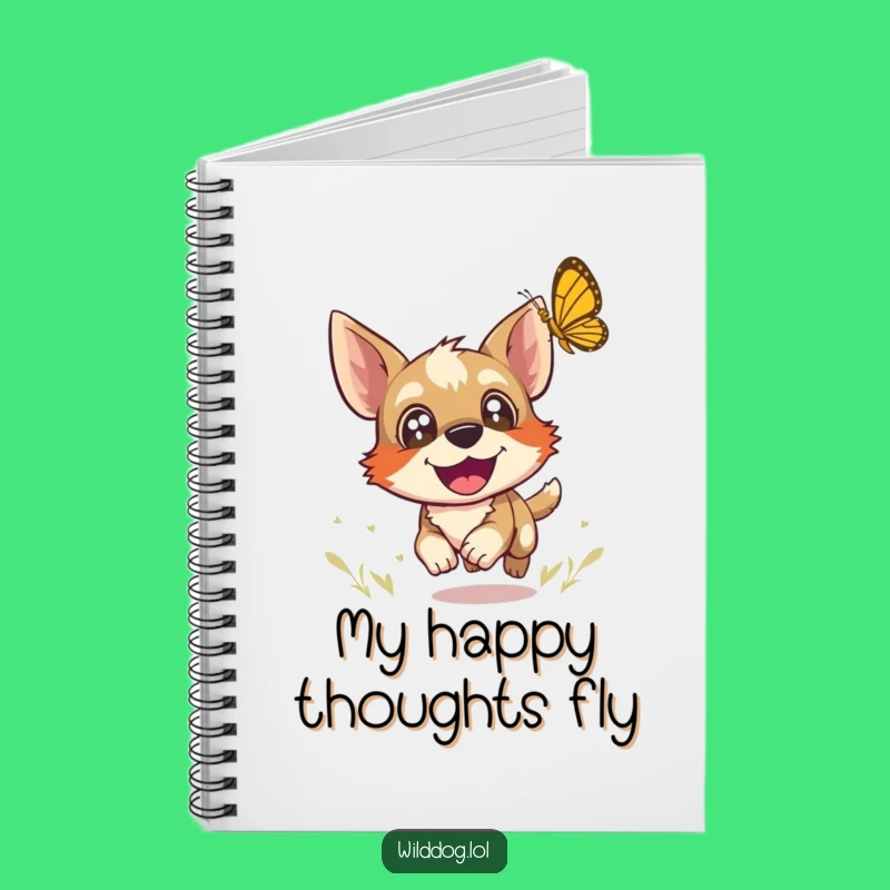 Funny Wild Dog Butterfly Notebook: Joyful Chase Journal, Perfect for Notes & Giggles