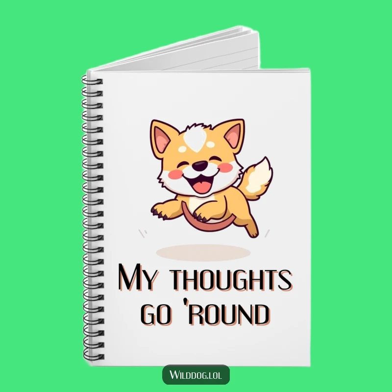 Funny Wild Dog Chasing Tail Notebook - Jot Down Laughs & Ideas