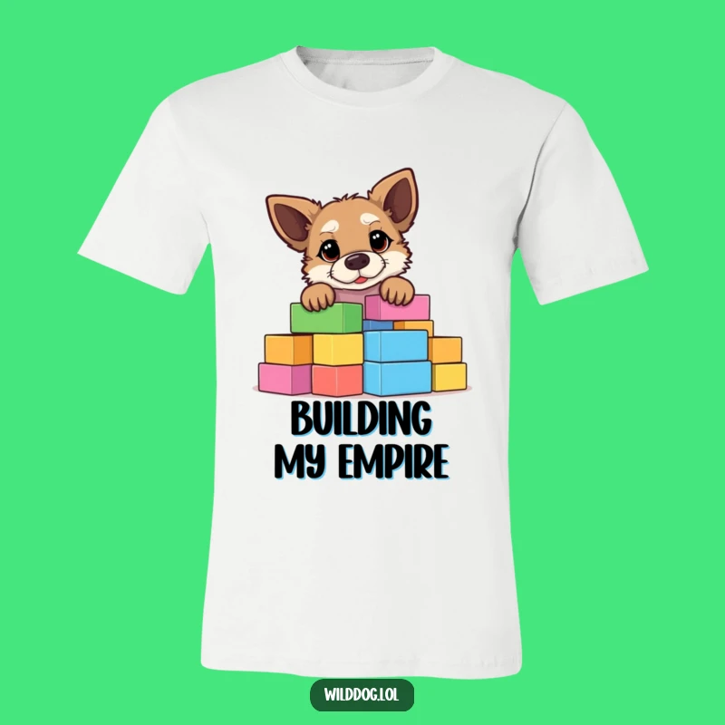 Funny Building Block Wild Dog T-Shirt - Playful Curiosity Tee, Perfect Funny Gift