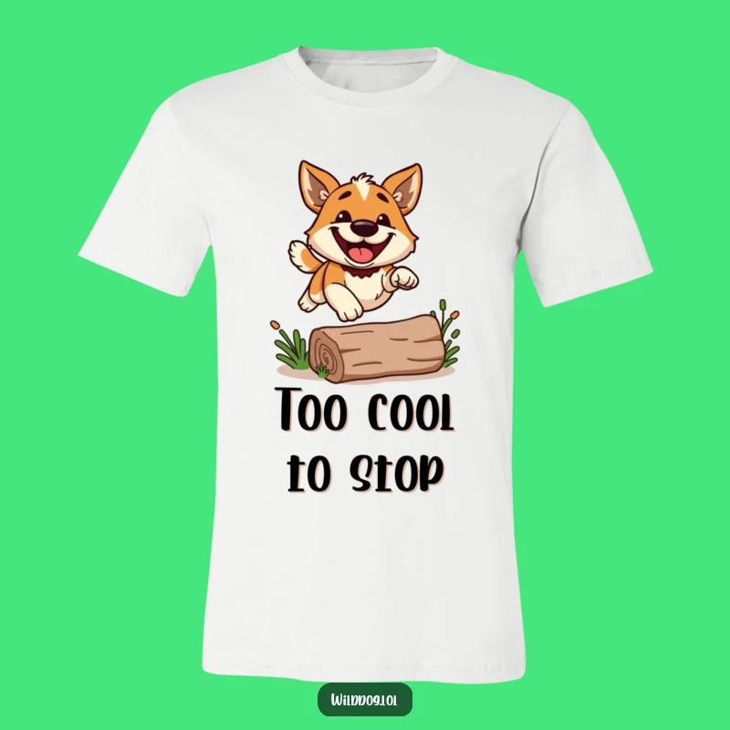 Funny Grinning Dog Leap T-Shirt: Joyful Jumper Humor Gift