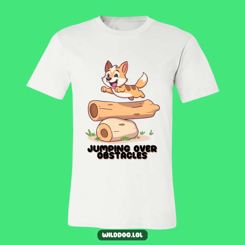 Funny Leaping Dog Log T-Shirt - Unleash Your Adventurous Spirit