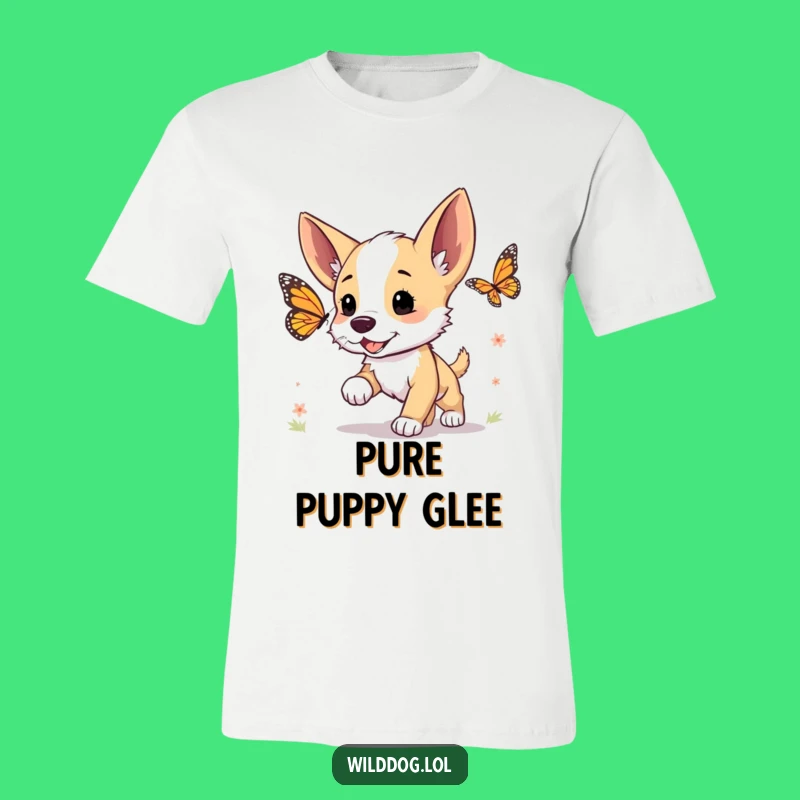 Funny Puppy Butterfly Chase T-Shirt: Adorable Animal Fun