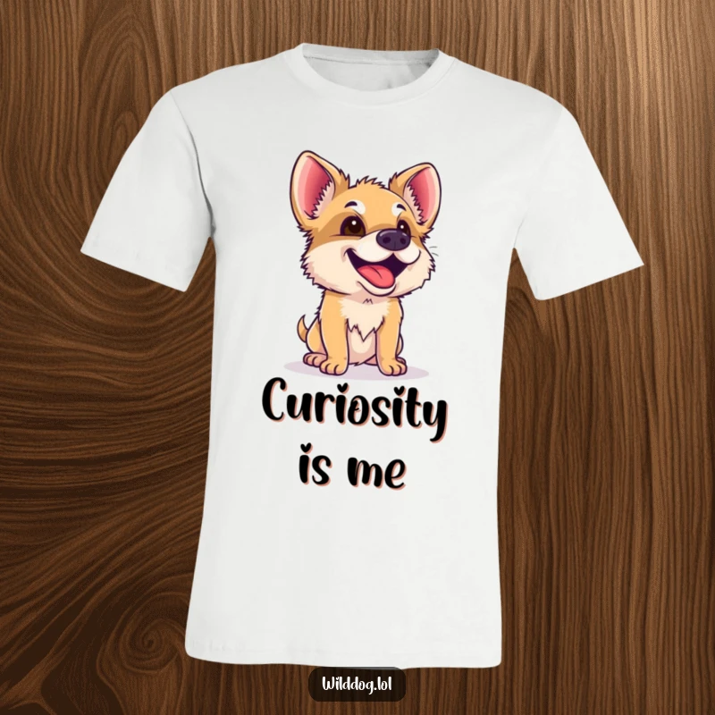 Funny Wild Dog T-Shirt: A joyful wild dog with an inquisitive look sniffs the air, embodying pure and delightful curiosity.