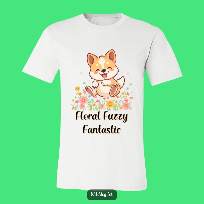 Funny Wild Dog T-Shirt: Happy Flower Rolling Tee, Hilarious Gift for Joyful Souls