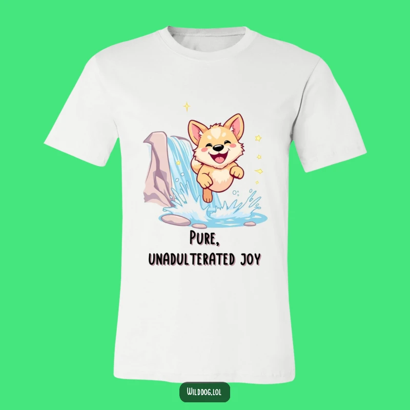 Funny Wild Dog Waterfall T-Shirt - Radiant Joyful Leap Tee