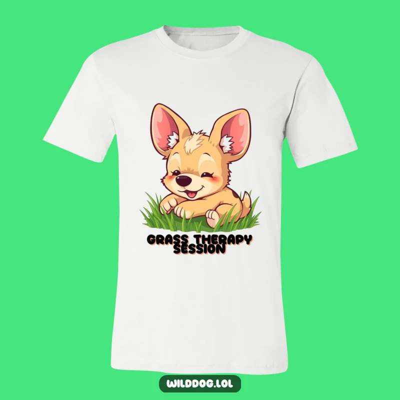 Funny Big-Eared Dog Grass Roll T-Shirt - Whimsical Apparel