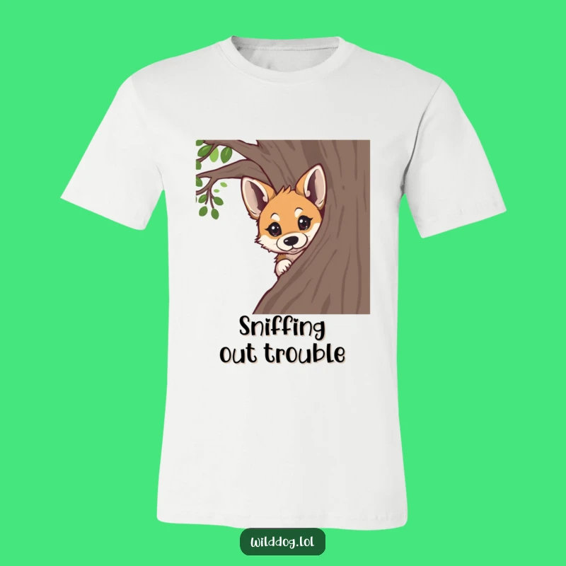 Funny Curious Wild Dog T-Shirt: Playful Peeking Pup Humor Gift