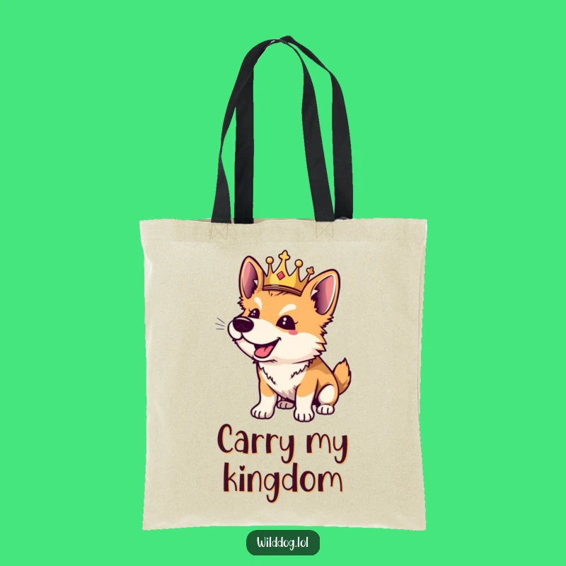 Funny Wild Dog Tote Bag: Royal Pup Crown Design, Humorous Dog Carry-all