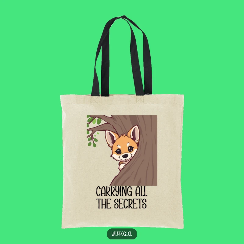 Funny Curious Wild Dog Tote Bag: Adorable Peeking Pup Carry-All