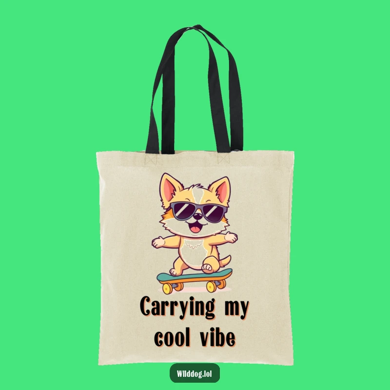 Funny Wild Dog Skateboard Tote Bag: Cool Rider Carry-All, Chic & Hilarious Gift