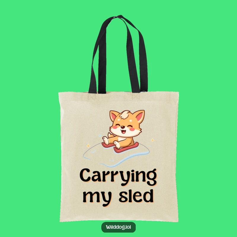 Funny Wild Dog Snow Hill Tote Bag: Carry Your Winter Fun Hilariously
