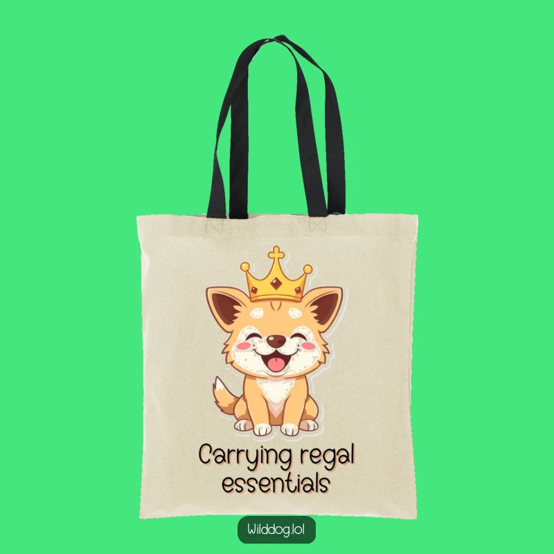 Funny Wild Dog Crown Tote Bag: Royal Pup Carry-All, Chic & Hilarious Gift