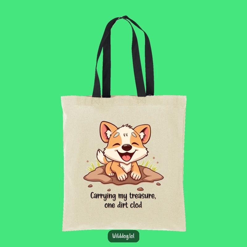 Funny Dog Tote Bag: Enthusiastic Digger Dog, Hilarious Accessory Gift for Dog Lovers
