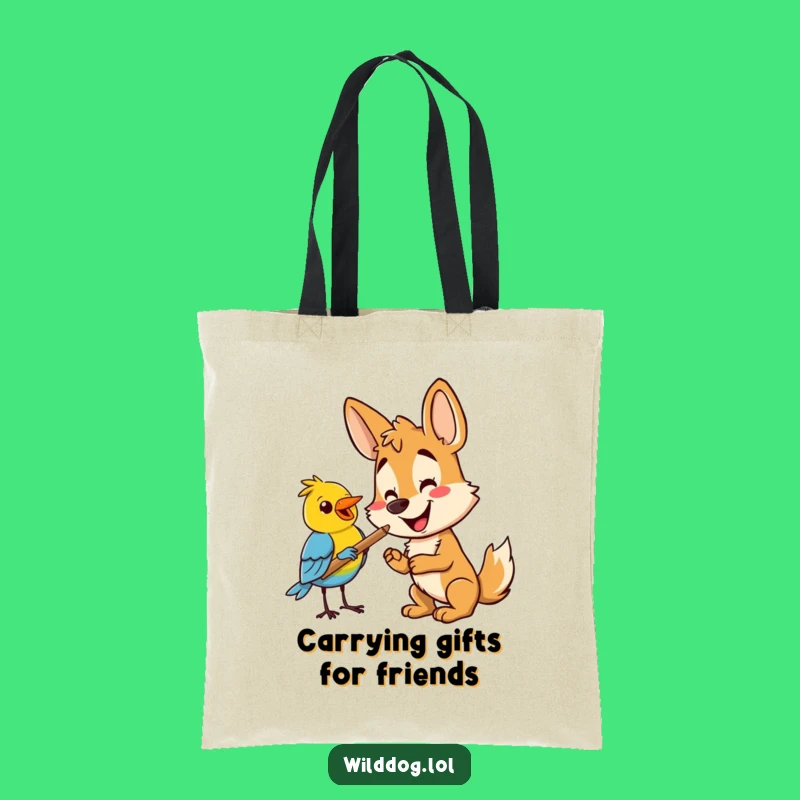 Funny Wild Dog & Bird Tote Bag: Carry Your Essentials with Hilarious Charm