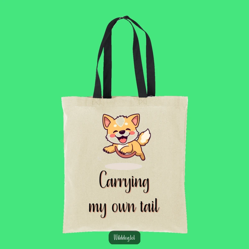 Funny Wild Dog Chasing Tail Tote Bag - Practical & Hilarious Accessory