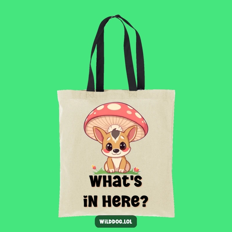 Funny Wild Dog Mushroom Tote: Spacious Curious Bag, Your Go-To Funny Gift