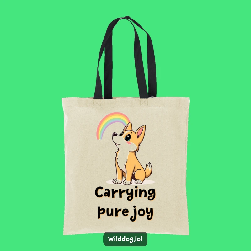 Funny Wild Dog Rainbow Tote Bag: Carry Hope with Hilarious Style