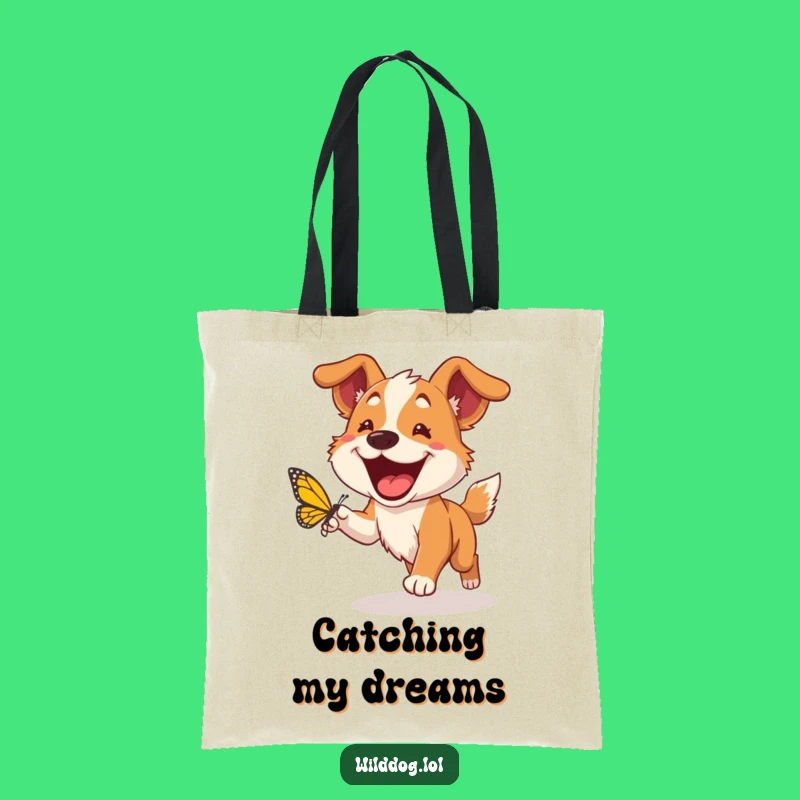Funny Wild Dog Tote Bag: Grinning Pup Accessory, Perfect Practical Joyful Gift!
