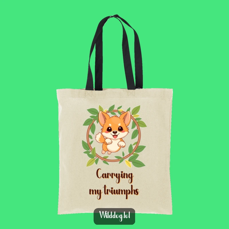 Funny Wild Dog Tote Bag: Leaping Pup Accessory, Perfect Practical Gift!