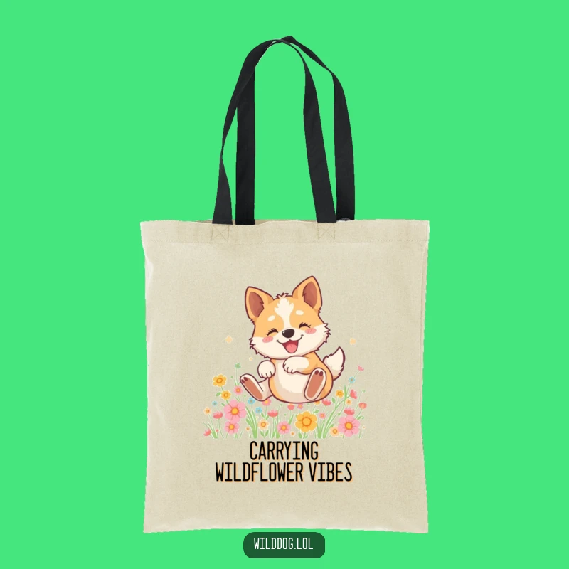 Funny Wild Dog Tote Bag: Spacious Flower Rolling Bag, Hilarious Gift for Dog Lovers