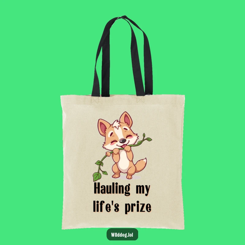 Funny Wild Dog Vine Tote Bag: Carry Your Enthusiasm Playfully!