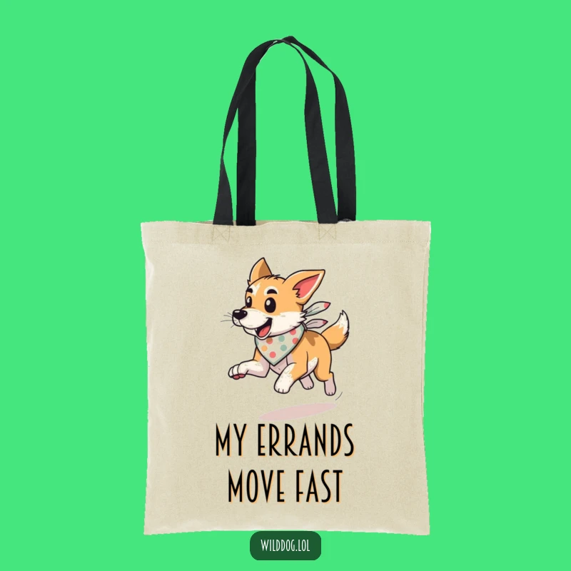 Funny Wild Dog Bandana Tote Bag: Energetic Wind Runner Carry-All