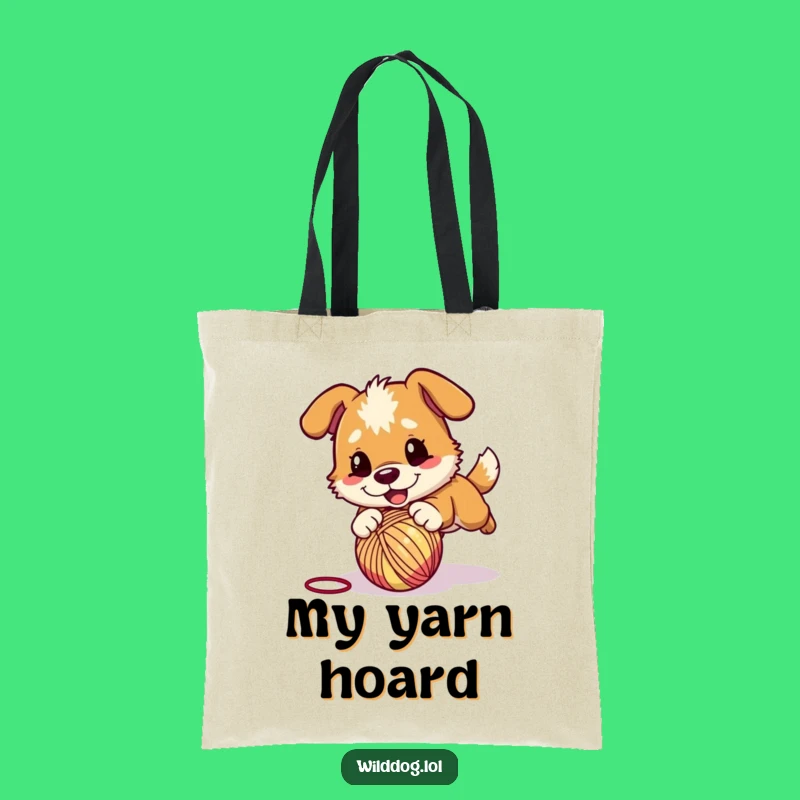 Funny Wild Dog Yarn Pounce Tote: Carry Playfulness, Energetic Funny Gift